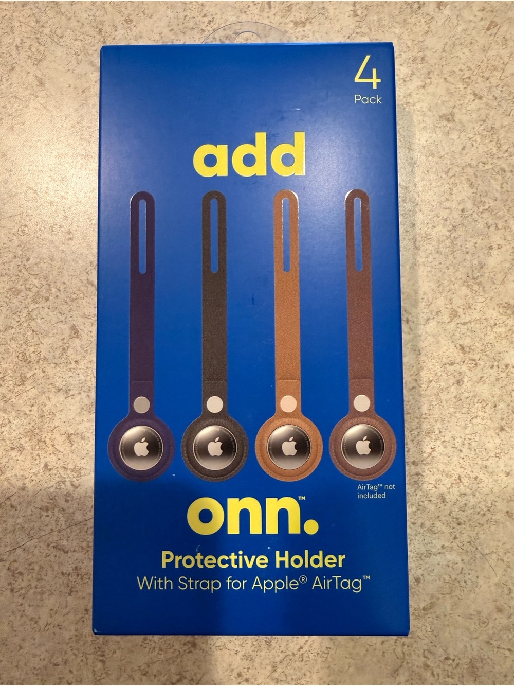 onn. Protective Holder with Strap for Apple AirTag – 4 Pack – New